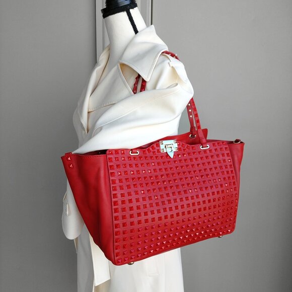 Valentino Garavani Rockstud Rouge 2 Way Satchel Bag - Picture 5 of 17